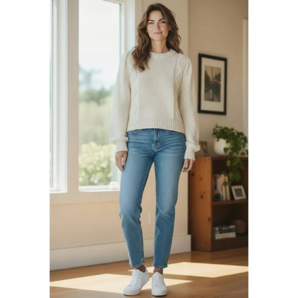 Cotton Cable Knit‎ Sweater Cream Cottagecore